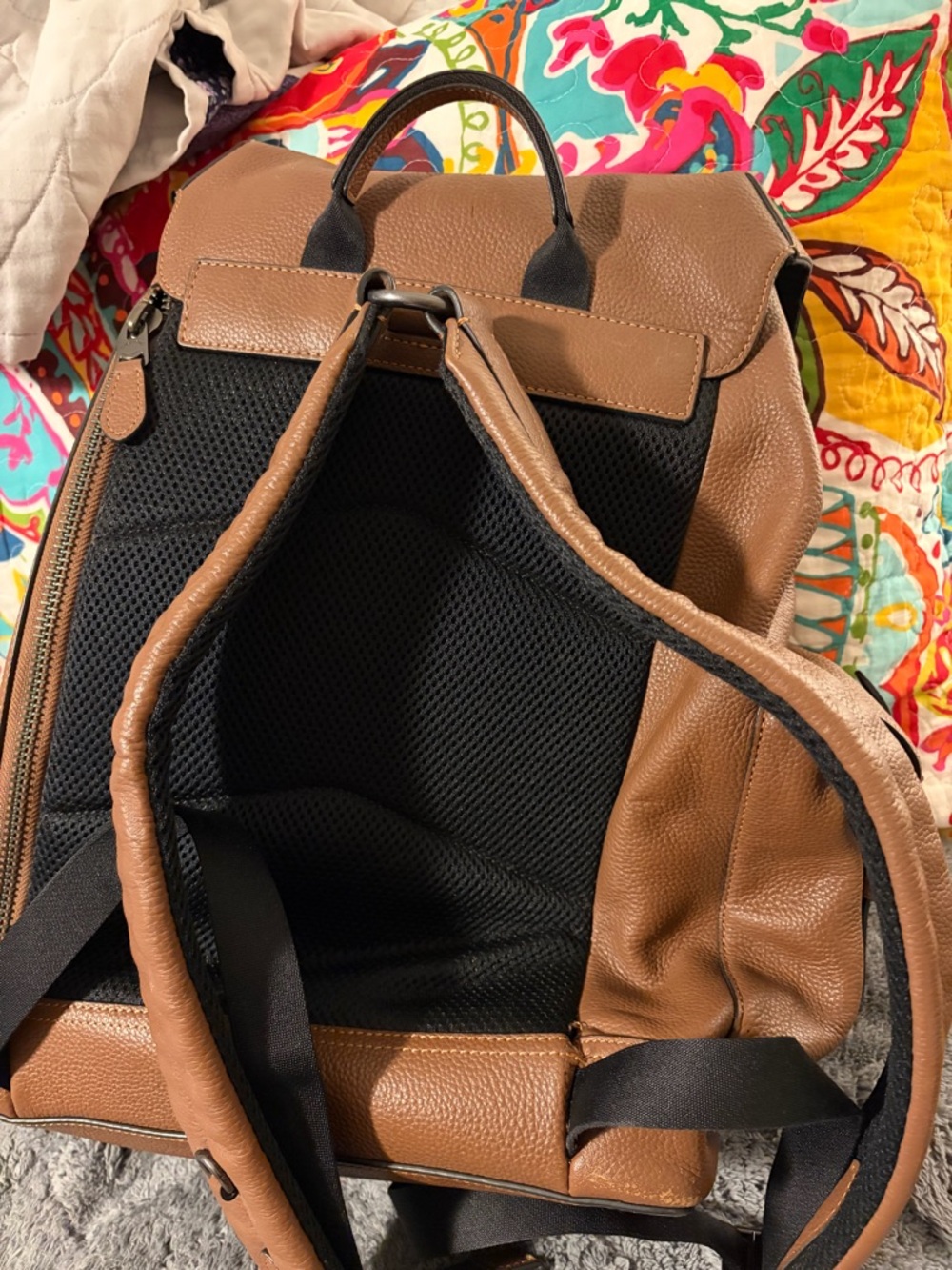 Coach Pebbled Leather Drawstring Backpack - Brown - Picture 4 of 10